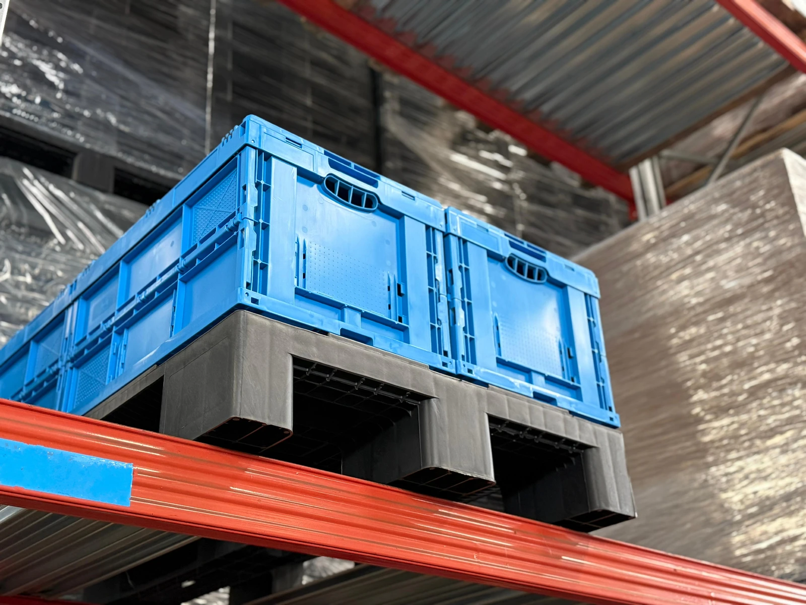 pallet da magazzino con tre listelli inforcabili logisto